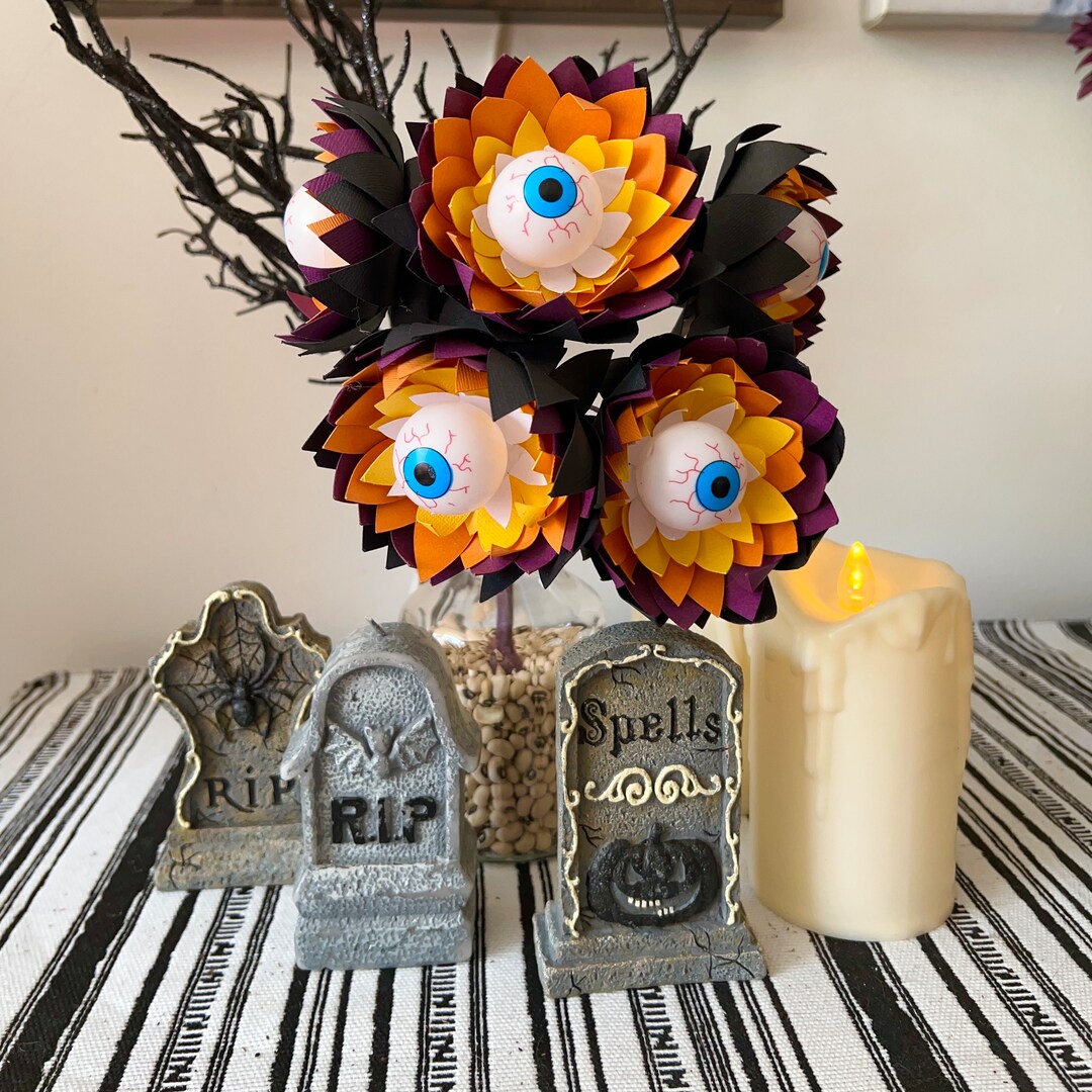 Halloween Floral Pick Paper Halloween Flowers, Eyeballs, Candy Corn