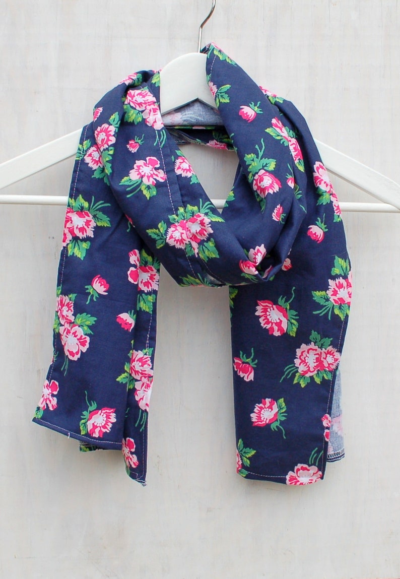 Ky Derby Scarf Navy Roses Womens Scarf, Kentucky Derby Party,DerbyParty Outfit, Women's KYDerby Accessory, Preppy, Christmas Gift for Women image 1