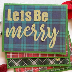 Let&#39;s Be Merry Boxed Cards Set of 5- Handmade Christmas Cards, Lets Be Merry Holiday Cards,Merry AF Funny Christmas Cards, Funny Xmas Cards