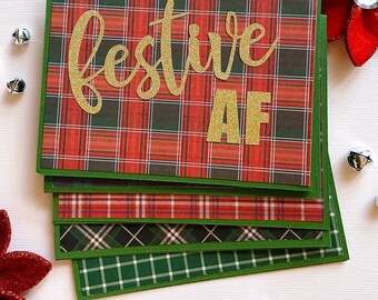 Festive AF Boxed Cards Set of 5- Handmade Christmas Cards, Festive Holiday Cards, #FestiveAF, Funny Christmas Cards, Funny Holiday Cards