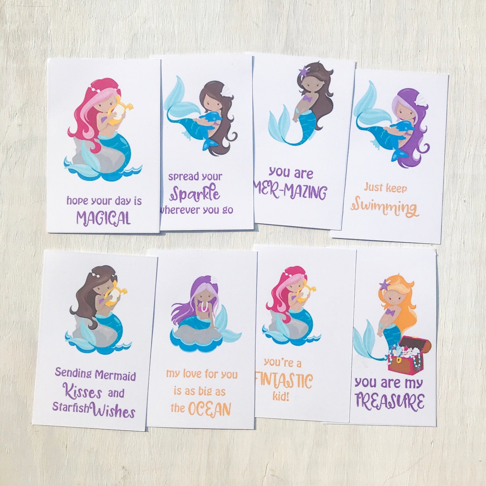 Mermaid Notes Printable Lunchbox Notes- Mermaid Cards, Back to School Lunch, Instant ...