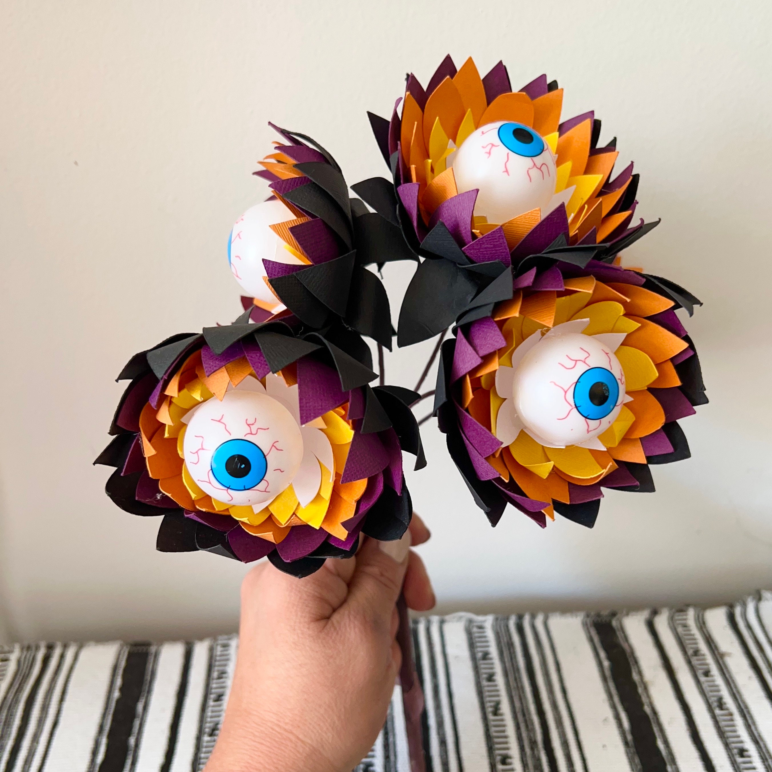 Halloween Floral Pick Paper Halloween Flowers, Eyeballs, Candy Corn