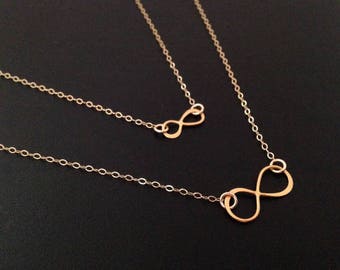 Mother Daughter necklace, Infinity Necklace Set, Mother Daughter Necklace set, Infinite love,mother daughter jewelry,horizontal infinity set