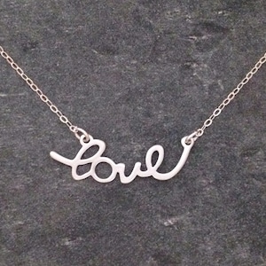 Love Pendant Necklace, Love Necklace, Silver Necklace, Gold Necklace, Gift for Her, Celebrity Inspired
