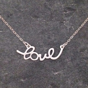 Love Pendant Necklace, Love Necklace, Silver Necklace, Gold Necklace, Gift for Her, Celebrity Inspired image 1