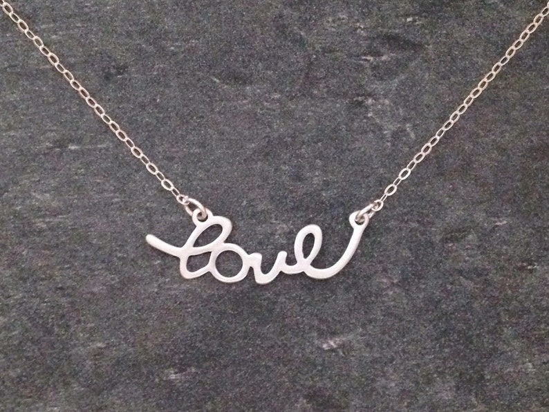 Love Pendant Necklace, Love Necklace, Silver Necklace, Gold Necklace, Gift for Her, Celebrity Inspired image 1