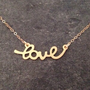 Love Pendant Necklace, Love Necklace, Silver Necklace, Gold Necklace, Gift for Her, Celebrity Inspired image 2