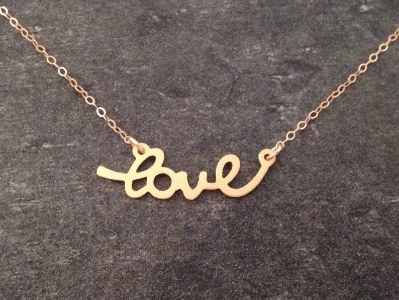 Love Pendant Necklace, Love Necklace, Silver Necklace, Gold Necklace, Gift for Her, Celebrity Inspired image 2