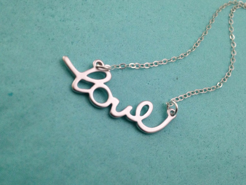 Love Pendant Necklace, Love Necklace, Silver Necklace, Gold Necklace, Gift for Her, Celebrity Inspired image 3