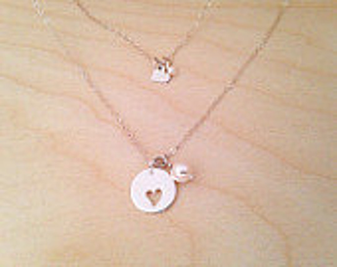 925 sterling Silver Mother Daughter Heart Necklace set per mamma e figlia - placcato argento con