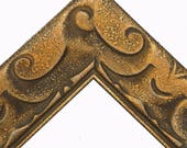 Art Deco Rustic Bronze Gold Wood Picture Frame with Wave Pattern Inlay Sizes 8x10 11x14 12x16 16x20 20x24 24x36 Custom Sizes