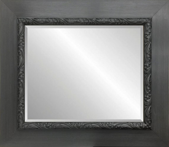 Hand Painted Steel Grey Framed Wall Mirror Sizes 8x10 11x14 Framed Wall Mirror Sizes 8x10 11x14