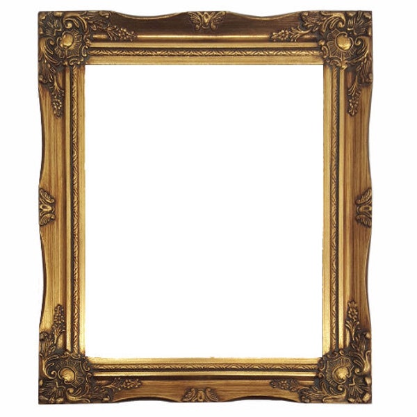 Ornate Baroque Gold Painted Wooden Frame Sizes 5x7 8x10, 11x14, 16x20, 20x24, 24x36