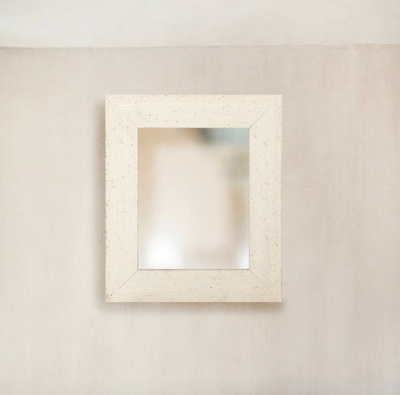 Rustic Antiqued White Cream Distressed Wood Framed Mirror Size 8x10 11x14 16x20 24x26 24x36 20x40 30x36 30x40 Custom Sizes Small To Large