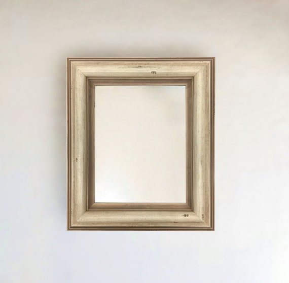 Vintage Rustic White Cream Framed Beveled Wall Mirror Inside Size 8x10 11x14 16x20 24x26 24x36 20x40 30x36 30x40 36x48 Custom Sizes