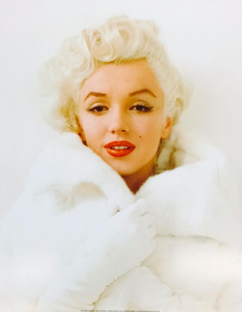 Marilyn Monroe In White Fur Coat Poster Print Etsy