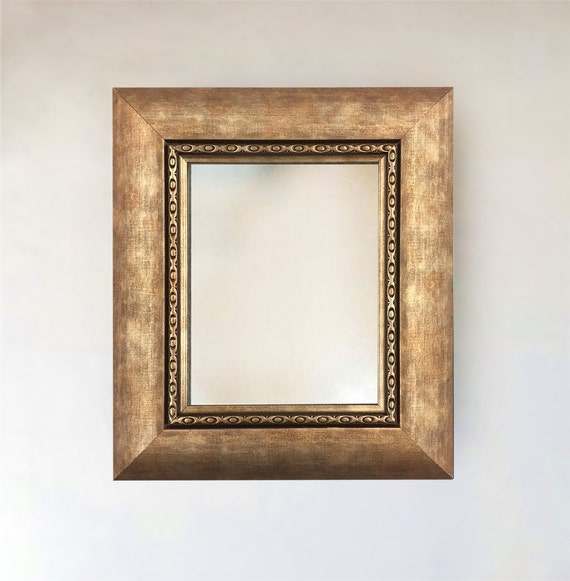 Mottled Copper With Inner Edge Detail Framed Mirror Inside