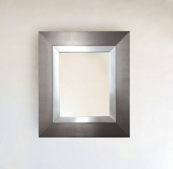 Two Tonned Silver Framed Wall Mirror Inside Size 8x10 11x14 16x20 24x26 24x36 20x40 30x36 30x40 More Custom Sizes