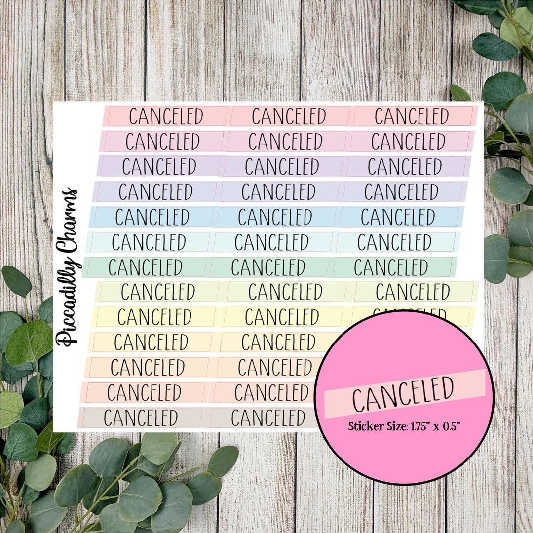 Cancelled Banner Stickers | Set of 39 Canceled Planner Stickers - Etsy