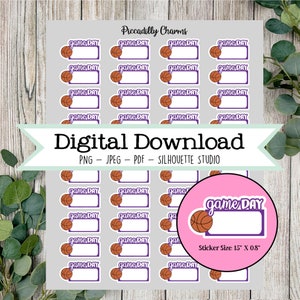 Druckbare Basketball Spieltag Aufkleber | Digitaler Download Planner Aufkleber | Silhouette Aufkleber | Sticker drucken und ausschneiden
