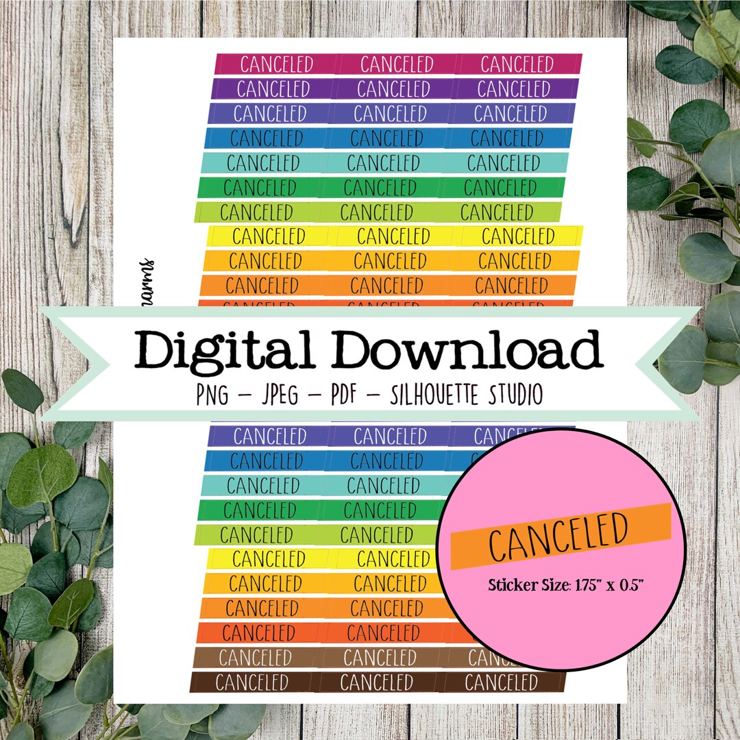 Printable Canceled Banner Stickers (darks) | Digital Download Planner ...