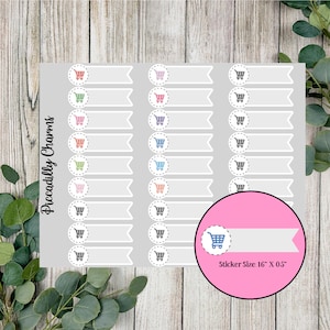Shopping Cart Script Box Stickers | Set of 27 Shopping Cart Planner Stickers