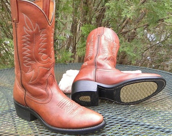 Vintage USA Union made Leather Western Boots Sierra Soles Working Ranch Mens 10.5 B- PD TUFF?