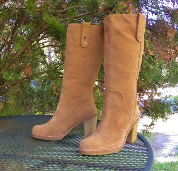 UGG Suede Leather Ruffout Western Boots Tan w/sof… - image 1