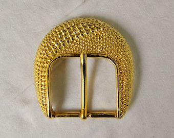 Vintage Gold Crescent Belt Buckle ~Bright pebbled finish-fits 1.5 inch belt
