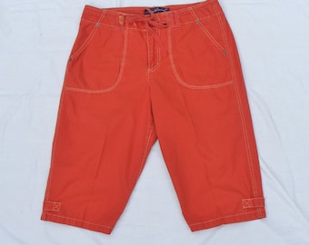 Vintage Gloria Vanderbilt Clamdiggers-- 16" long capris/ Shorts Tangerine Ripstop Cotton Womens 12