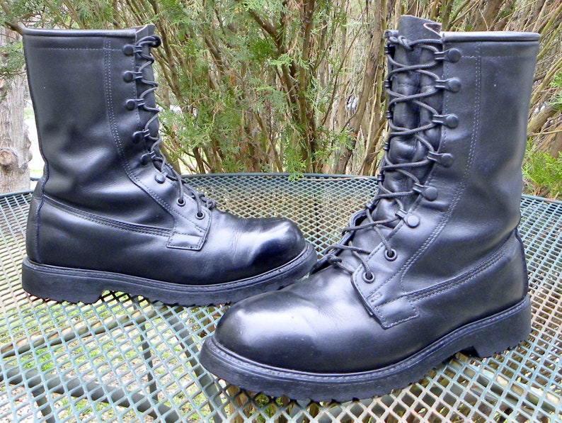 Vintage 1993 USA Military Issue Combat BOOTS Black Leather Etsy