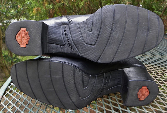 Vintage HARLEY-DAVIDSON Black Leather Moto Boots-… - image 6
