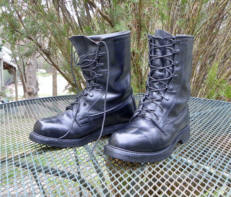 Vintage 1993 USA Military Issue Combat BOOTS Black Leather Etsy