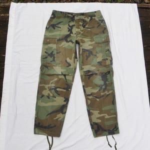 Vintage Genuine USA Military Issue BDU Trousers--Woodland Camouflage Fatigue twill Pants Medium-Regular