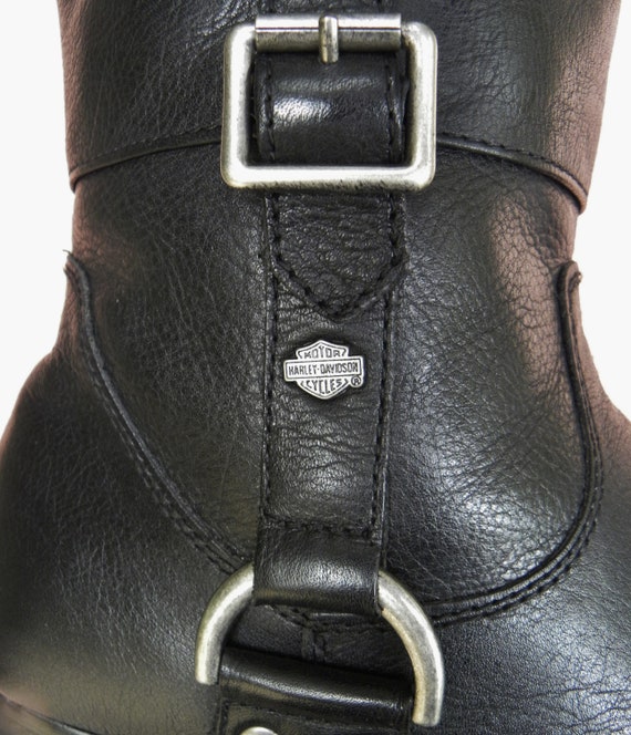 Vintage HARLEY-DAVIDSON Black Leather Moto Boots-… - image 3