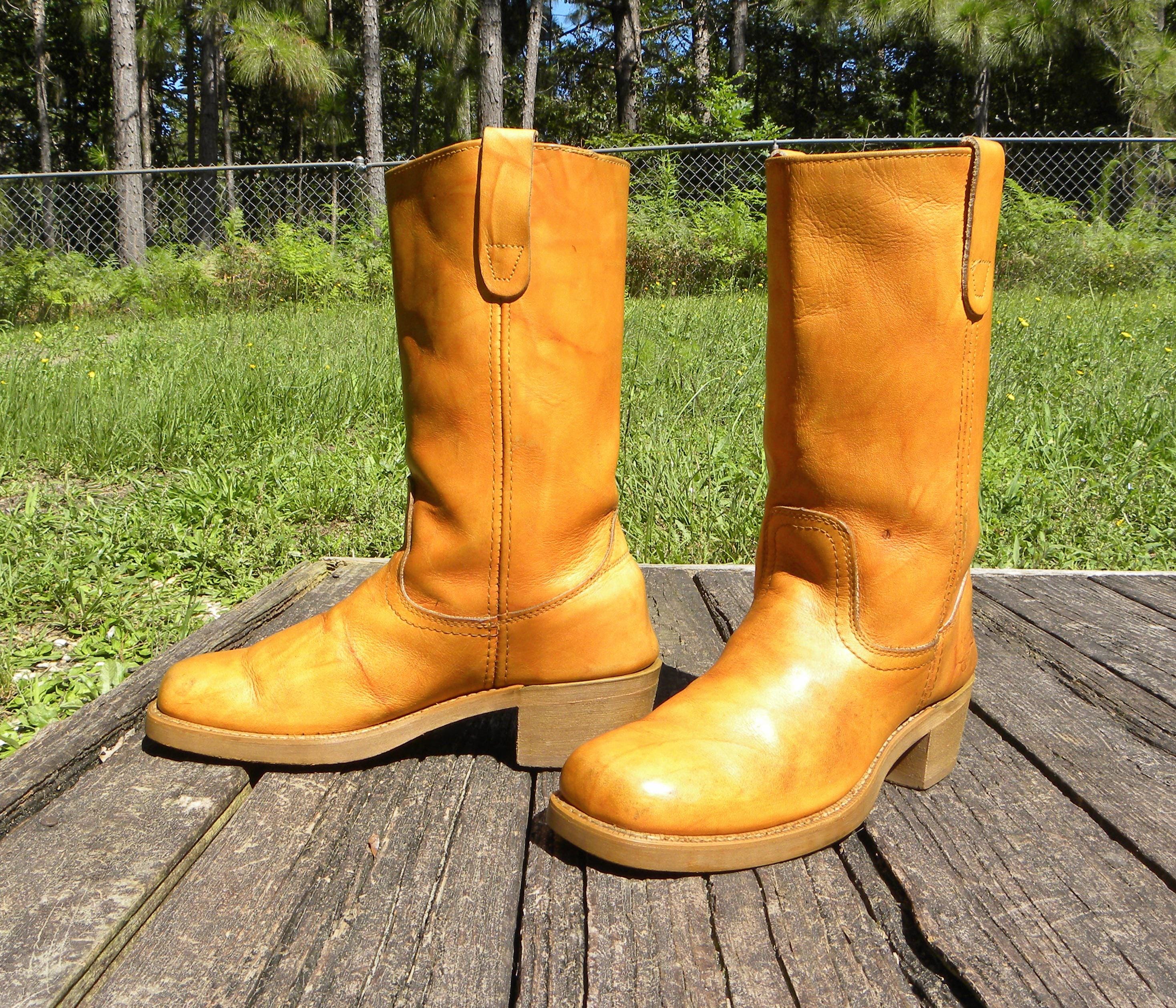 40s Vintage Dunn & Co 7 3/8 59cm オープンロード Vintage USA Landis Leather CAMPUS Western Boots- Marbled Saddle