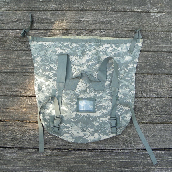 Vintage US Military Issue Digital CAMOUFLAGE JSLIST Back Pack -Canvas Protective carry Bag, stuff cover sack