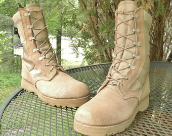 Military Mens Khaki Suede Textile Mid Calf USA Made Combat 