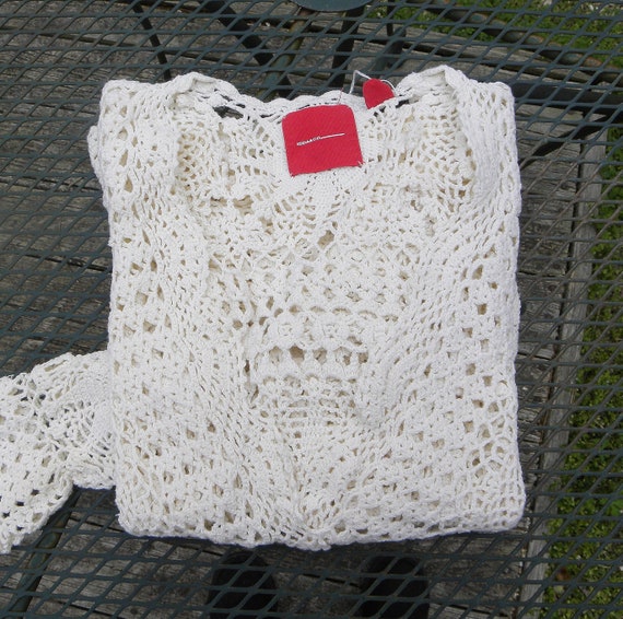 Vintage NOS crocheted ISDA Sweater Drapey V-neck … - image 3