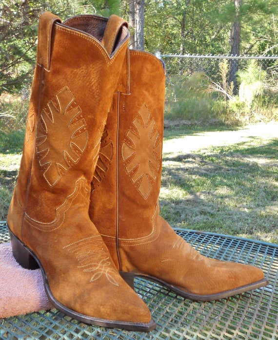 justin suede cowboy boots
