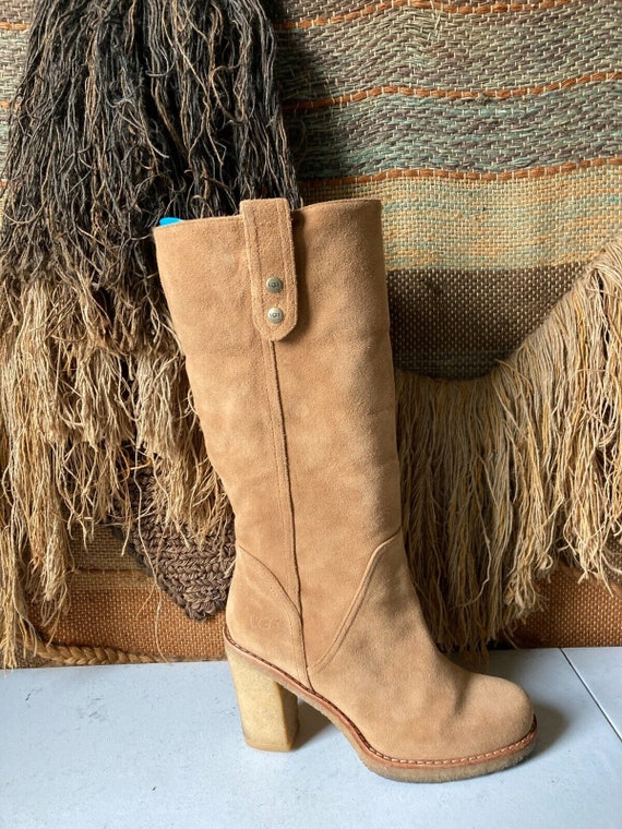 UGG Suede Leather Ruffout Western Boots Tan w/sof… - image 9