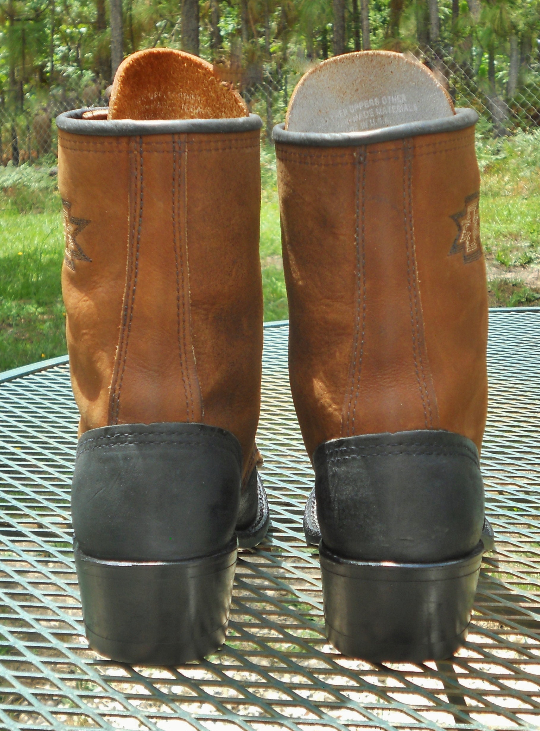 Vintage USA ABILENE Leather PACKER Western Boots 2 Tone Lace Etsy