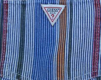 Vintage USA GUESS Pin Striped Shorts Cotton Traditional 5 Pockets Youth age 6 years Waist: 23"