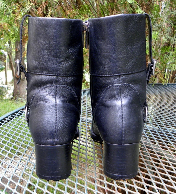 Vintage HARLEY-DAVIDSON Black Leather Moto Boots-… - image 8