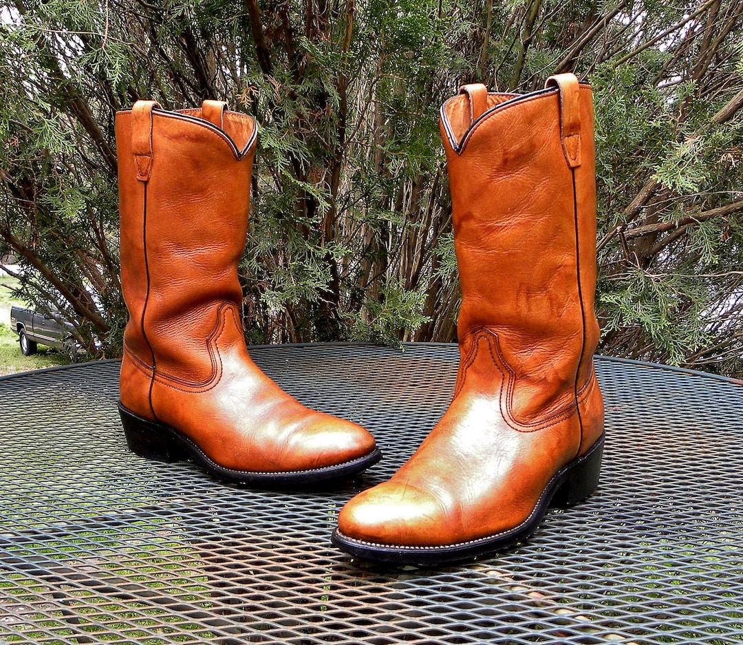 Vintage USA Wolverine Leather Western BOOTS 12 Cowboy Etsy