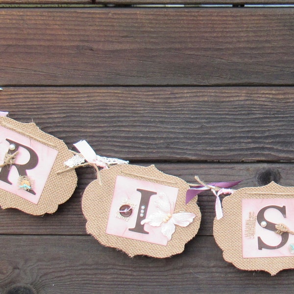 Risen Banner Easter Risen Banner Pink Brown Risen Decor Easter Mantel Banner Risen Mantel Decor Rustic Religious Burlap Easter Garland