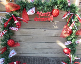 9' Christmas Garland Greenery Garland Ornament Garland Merry Christmas Garland Snowman Garland Christmas Mantel Decor Greenery Door Decor