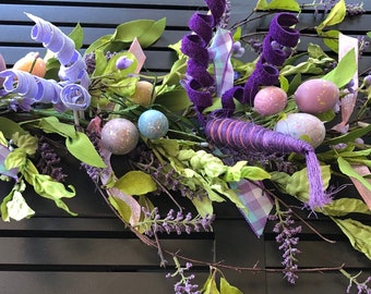 Easter Egg Centerpiece Easter Table Swag Spring Greenery Purple Egg Table Decor Spring Egg Garland Lavender Vine Table Decor Spring Garland