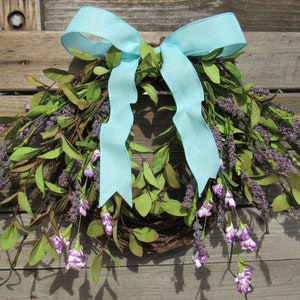 19&quot; Lavender Wreath Wildflower Door Decor Greenery Wreath Farmhouse Door Decor Summer Floral Wreath Spring Greenery Decor Everyday Wreath