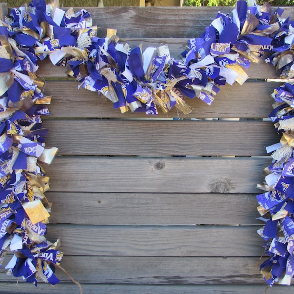 6' Minnesota Vikings Fabric Garland Minnesota Viking Decor Purple Gold Fabric Garland NFL Fabric Garland Minnesota Football Print Garland